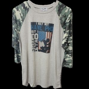 NWT Womans Medium I may Not Have PHD 3/4 Camo Sleeve T Shirt
